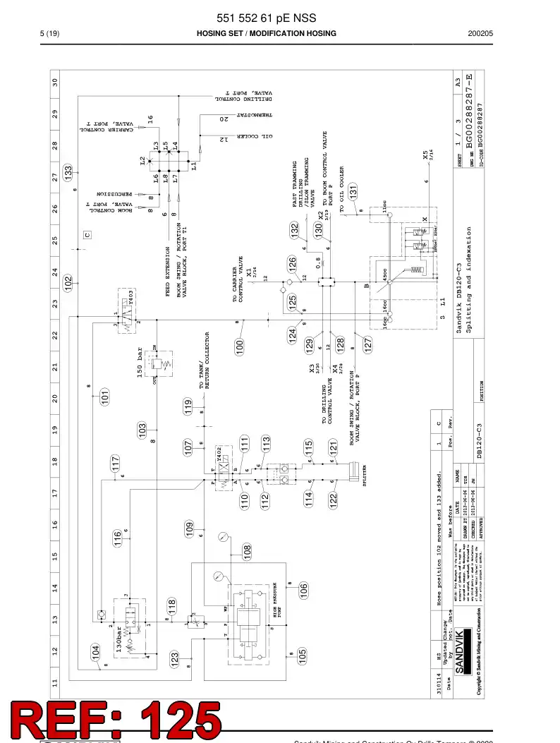 59213829c 592 138 29c Hose Assembly, Hydraulic - Sandvik Technical Drawing