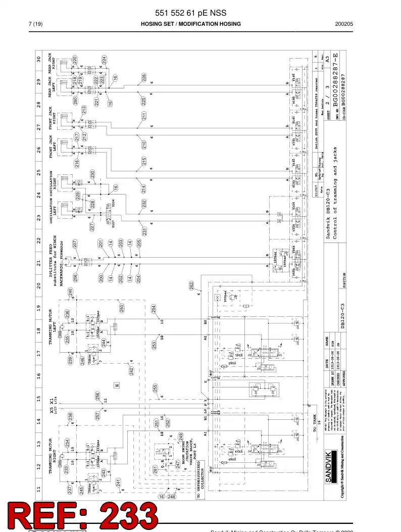 59213831 592 138 31 Hose Assembly, Hydraulic - Sandvik Technical Drawing