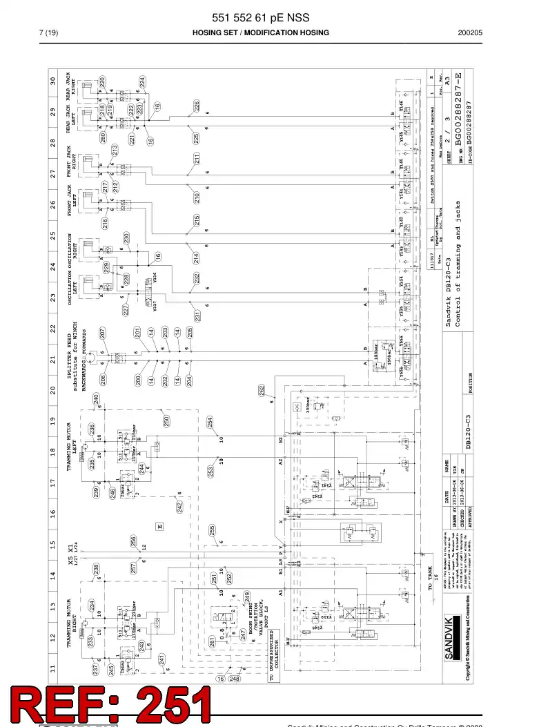 59213833 592 138 33 Hose Assembly, Hydraulic - Sandvik Technical Drawing