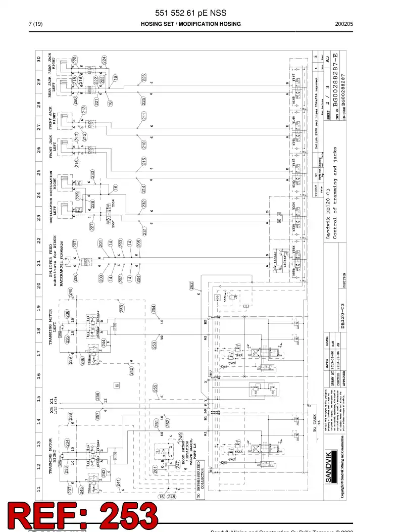 59213835 592 138 35 Hose Assembly, Hydraulic - Sandvik Technical Drawing