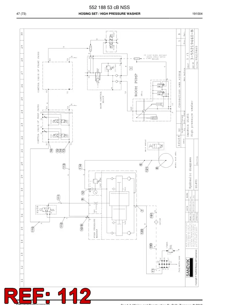 59214097 592 140 97 Hose Assembly, Hydraulic - Sandvik Technical Drawing