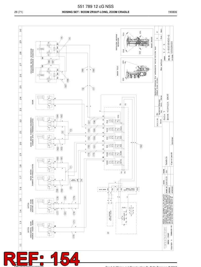 59214121 592 141 21 Hose Assembly, Hydraulic - Sandvik Technical Drawing