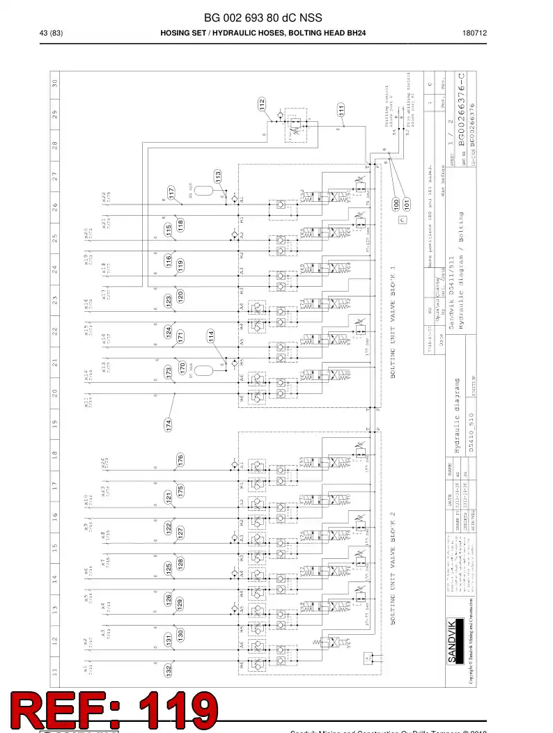59214141 592 141 41 Hose Assembly, Hydraulic - Sandvik Technical Drawing