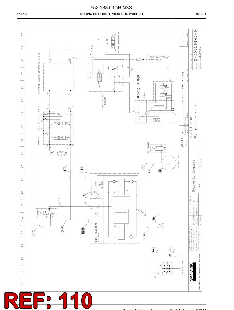 59214179 592 141 79 Hose Assembly, Hydraulic - Sandvik Technical Drawing