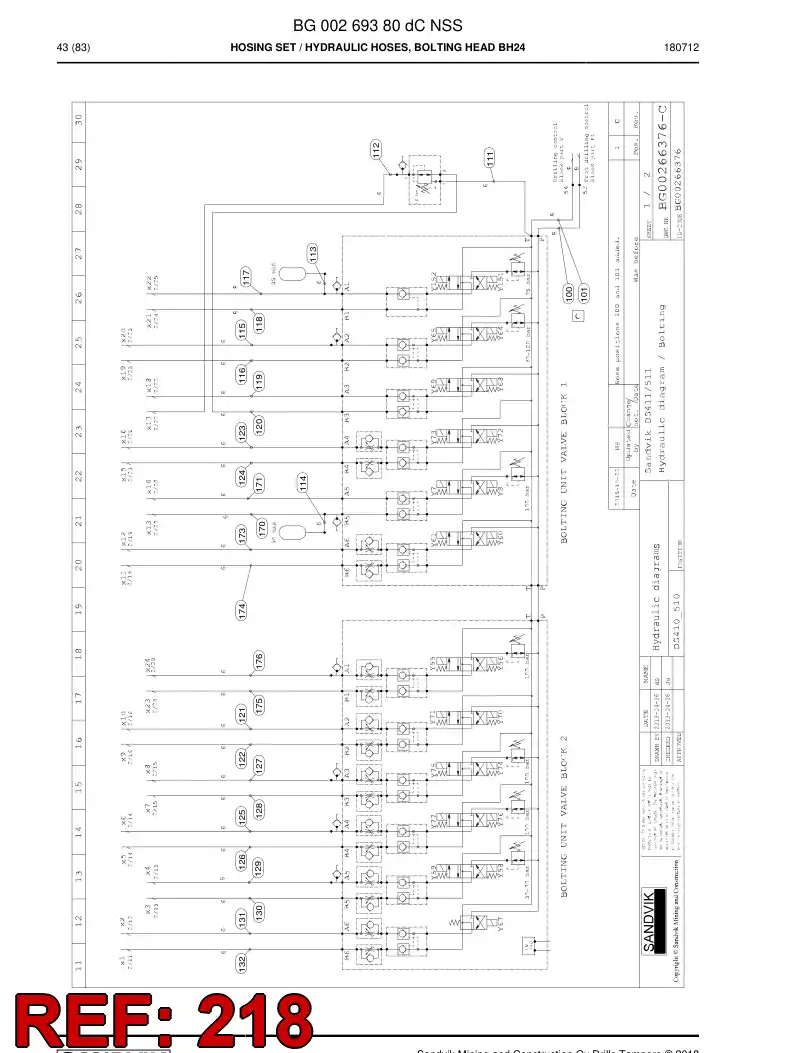 59214185c 592 141 85c Hose Assembly, Hydraulic - Sandvik Technical Drawing