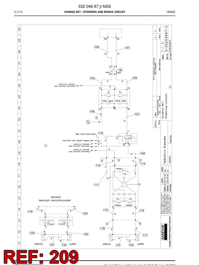 59214421c 592 144 21c Hose Assembly, Hydraulic - Sandvik Technical Drawing