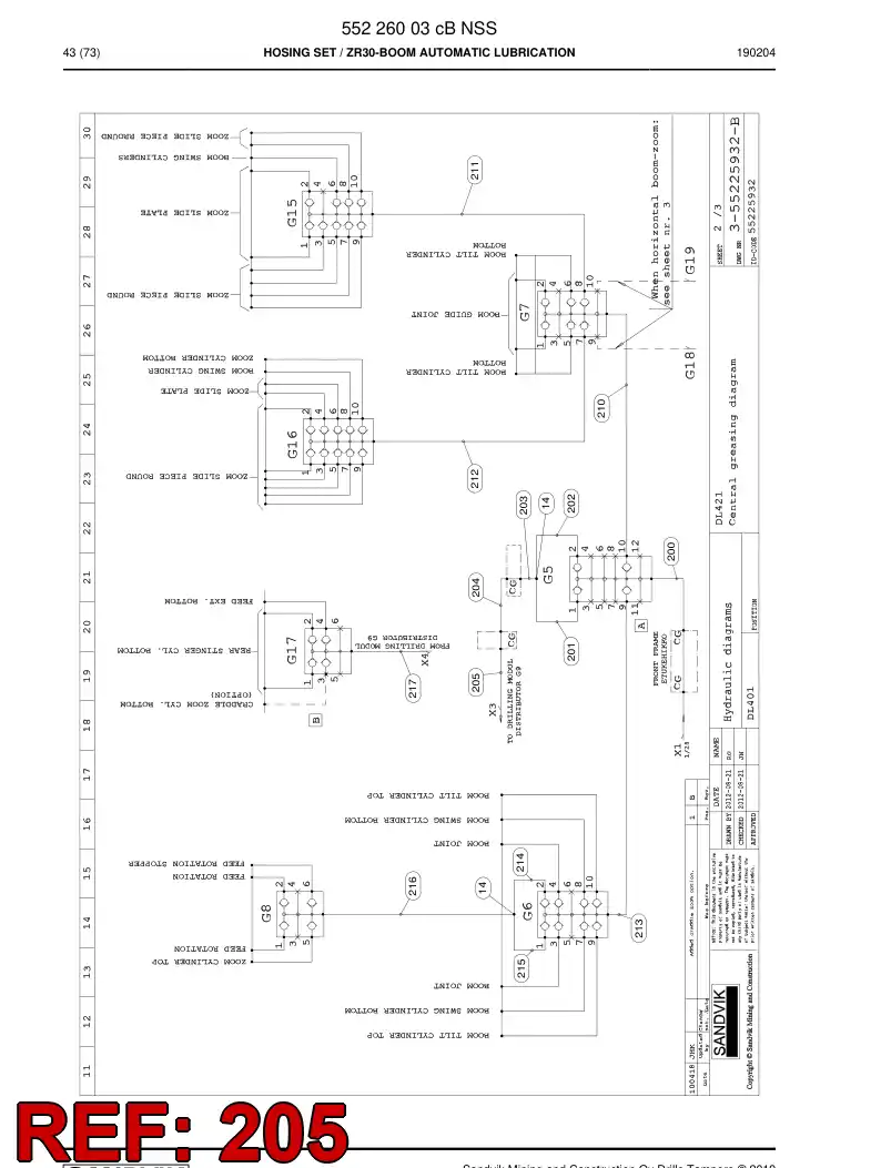 59214449b 592 144 49b Hose Assembly, Hydraulic - Sandvik Technical Drawing