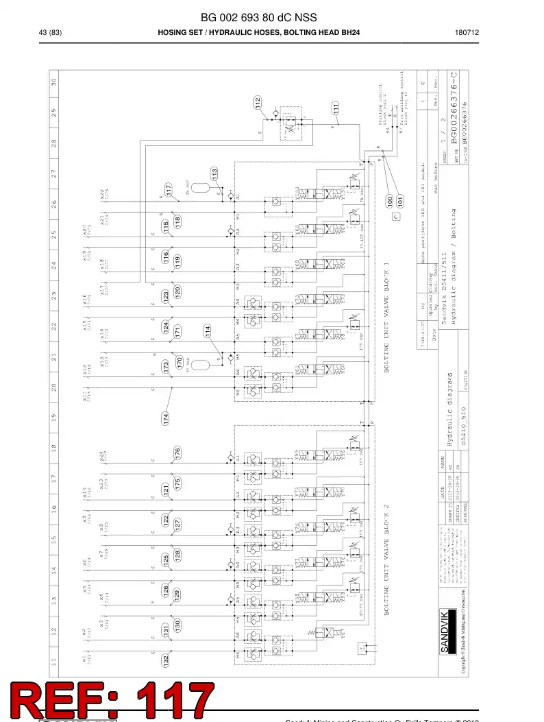 59214481c 592 144 81c Hose Assembly, Hydraulic - Sandvik Technical Drawing