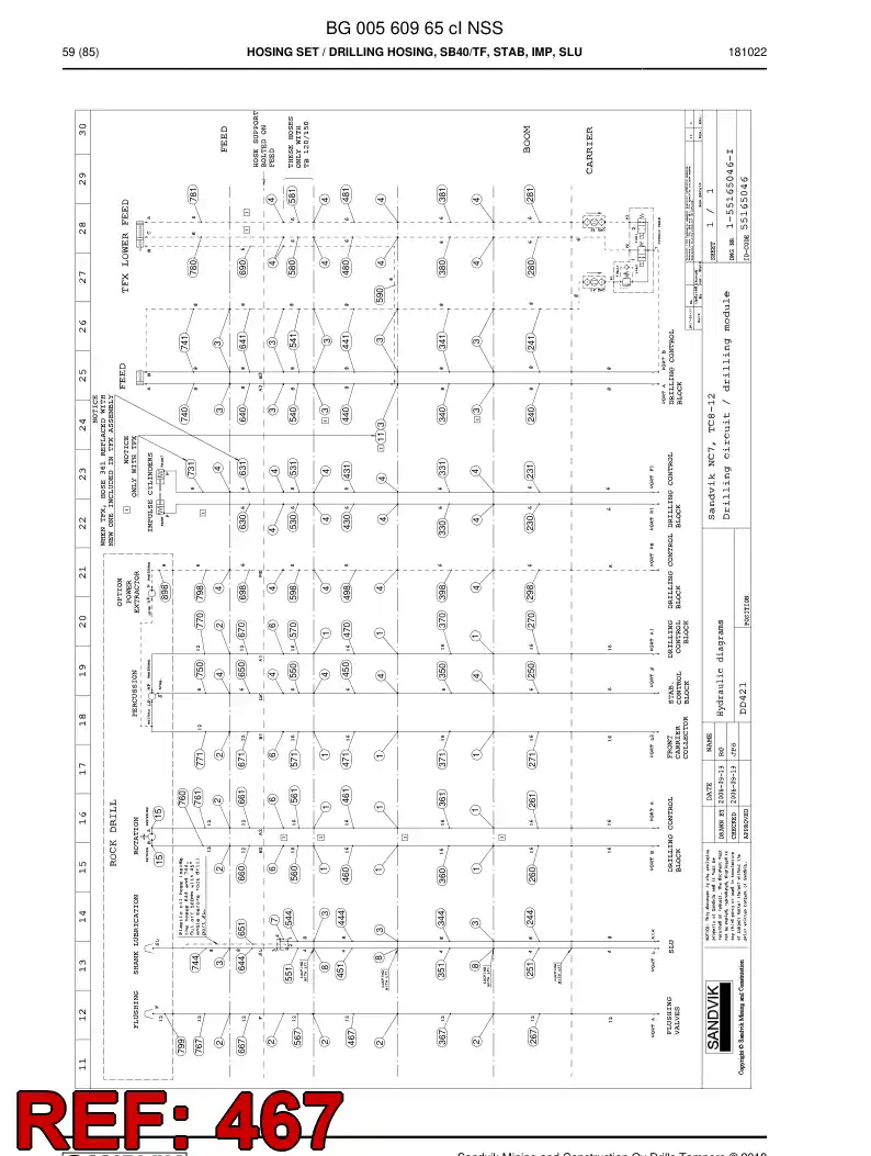 59214559 592 145 59 Hose Assembly, Hydraulic - Sandvik Technical Drawing