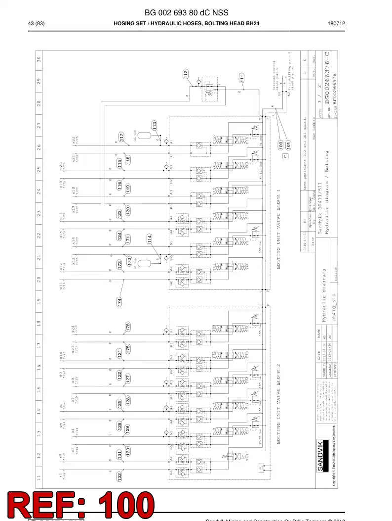 59214769b 592 147 69b Hose Assembly, Hydraulic - Sandvik Technical Drawing