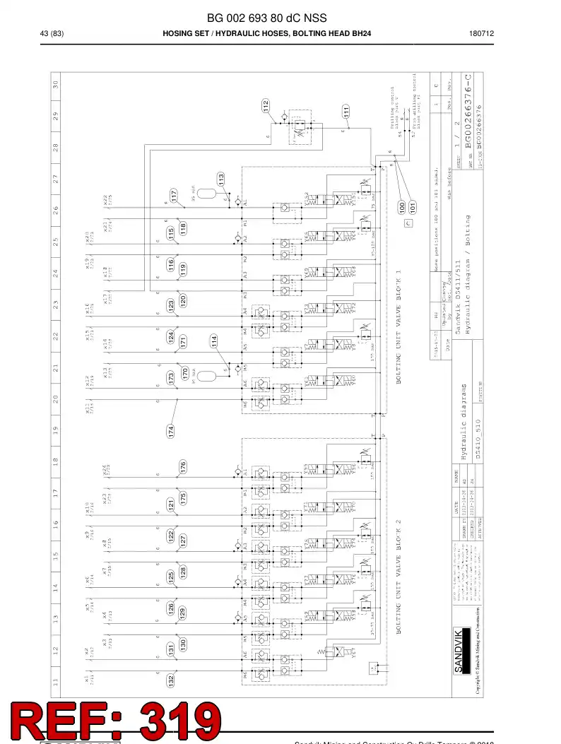 59215117 592 151 17 Hose Assembly, Hydraulic - Sandvik Technical Drawing
