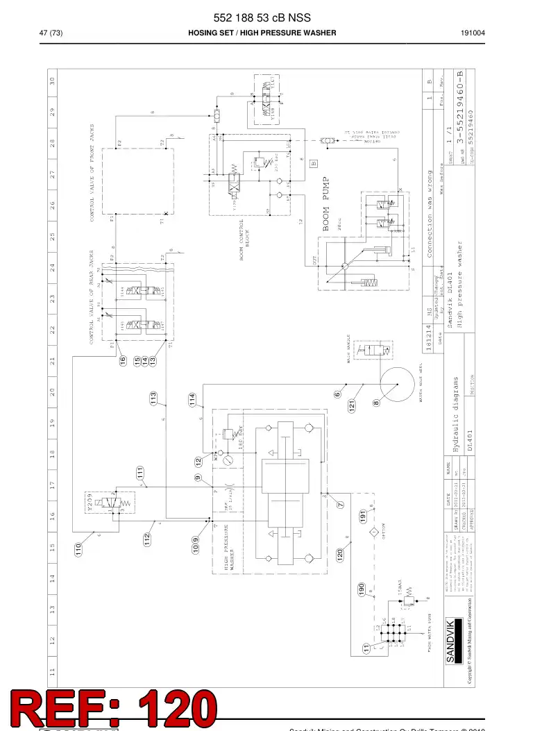 59215487b 592 154 87b Hose Assembly, Hydraulic - Sandvik Technical Drawing