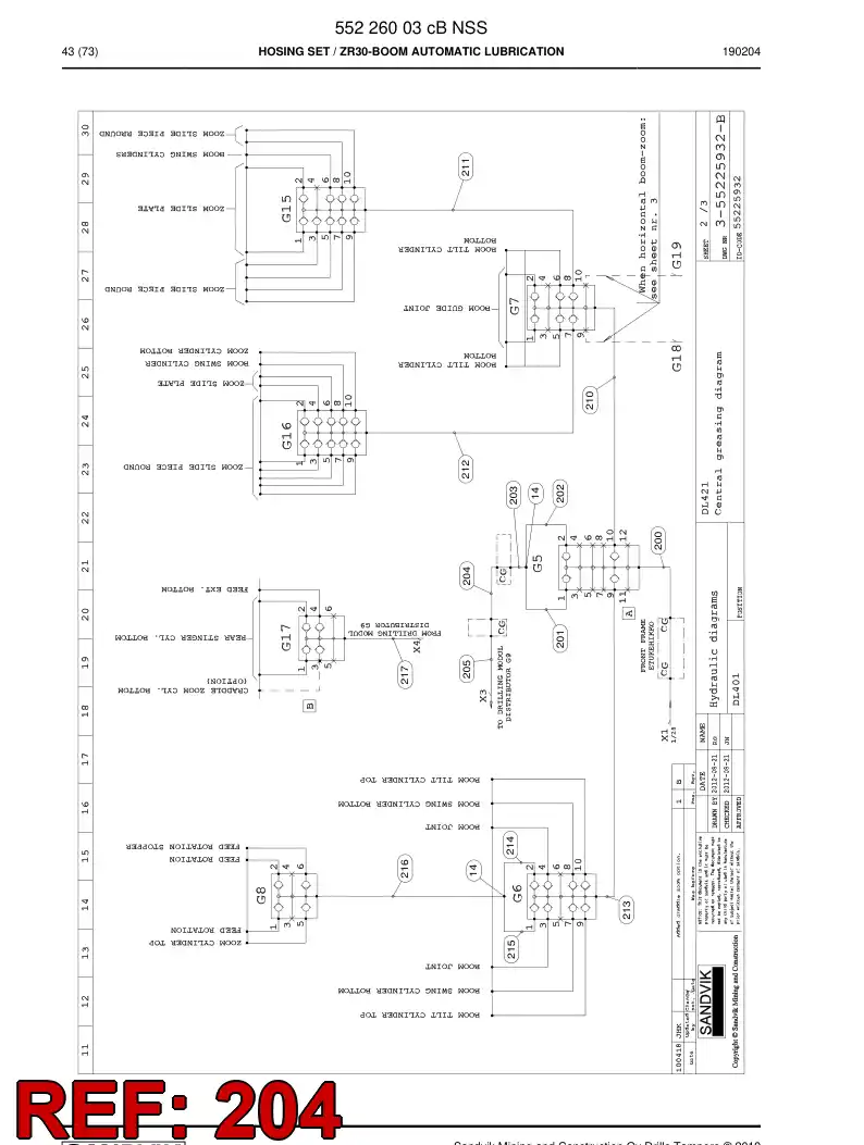 59215927b 592 159 27b Hose Assembly, Hydraulic - Sandvik Technical Drawing
