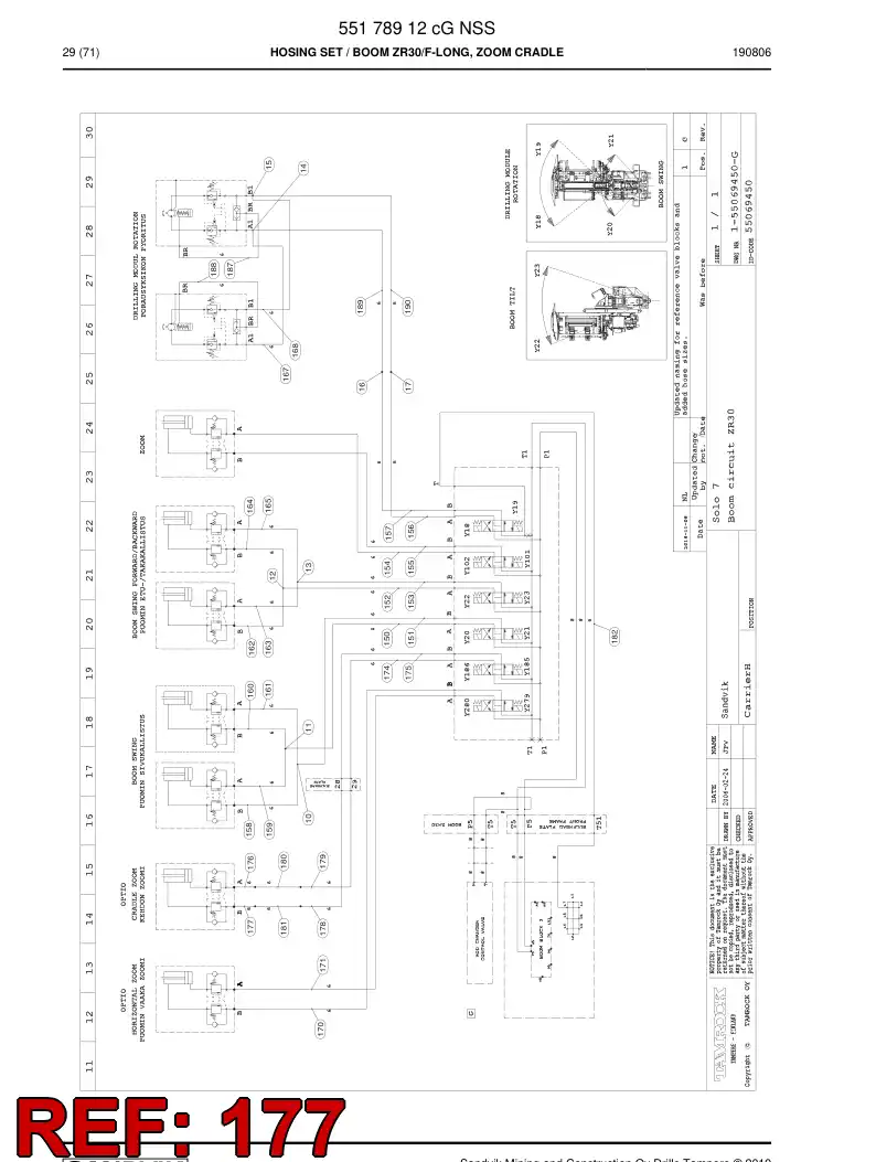 59215963 592 159 63 Hose Assembly, Hydraulic - Sandvik Technical Drawing