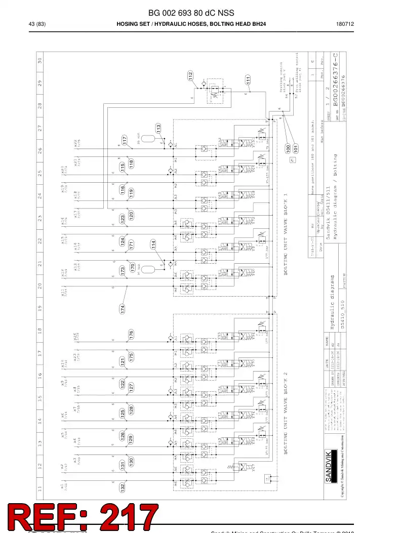 59216121c 592 161 21c Hose Assembly, Hydraulic - Sandvik Technical Drawing