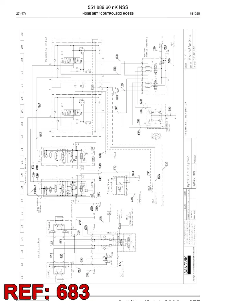 59216277 592 162 77 Hose Assembly, Hydraulic - Sandvik Technical Drawing