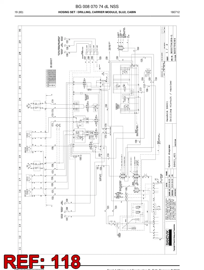 59216405 592 164 05 Hose Assembly, Hydraulic - Sandvik Technical Drawing