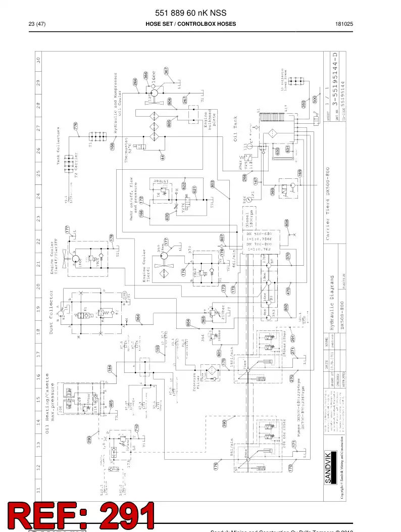 59216487 592 164 87 Hose Assembly, Hydraulic - Sandvik Technical Drawing
