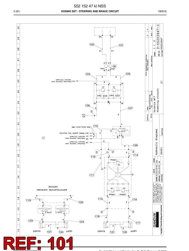 59216635 592 166 35 Hose Assembly, Hydraulic - Sandvik Technical Drawing
