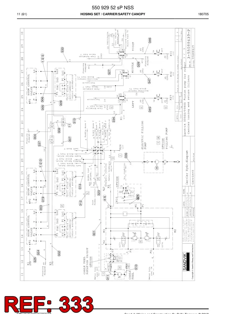 59216857 592 168 57 Hose Assembly, Hydraulic - Sandvik Technical Drawing