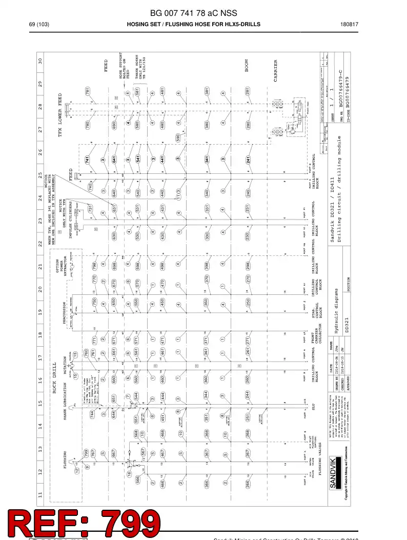 59216983 592 169 83 Hose Assembly, Hydraulic - Sandvik Technical Drawing