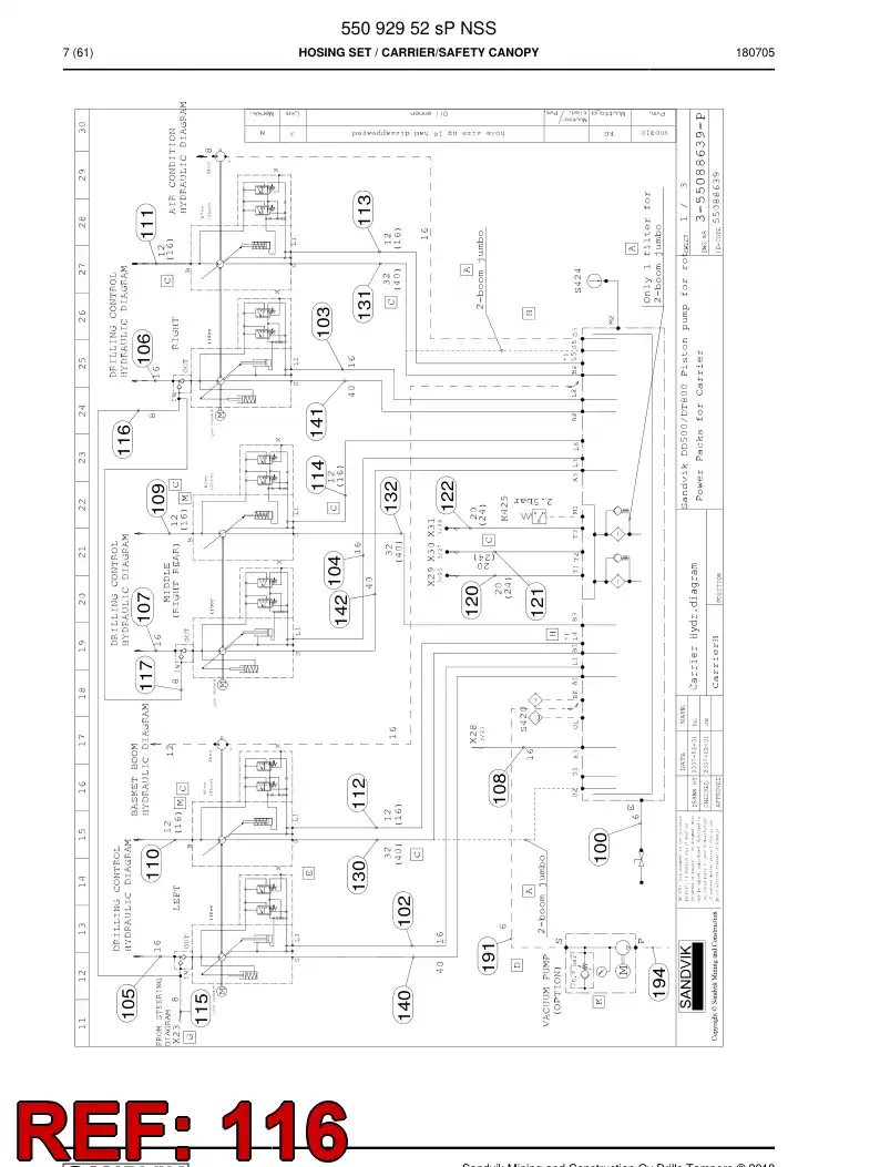 59217017c 592 170 17c Hose Assembly, Hydraulic - Sandvik Technical Drawing