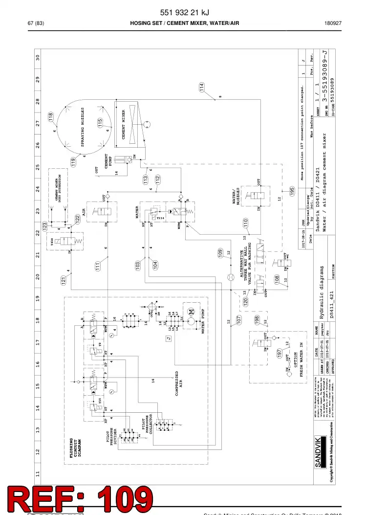 59217161 592 171 61 Hose Assembly, Hydraulic - Sandvik Technical Drawing