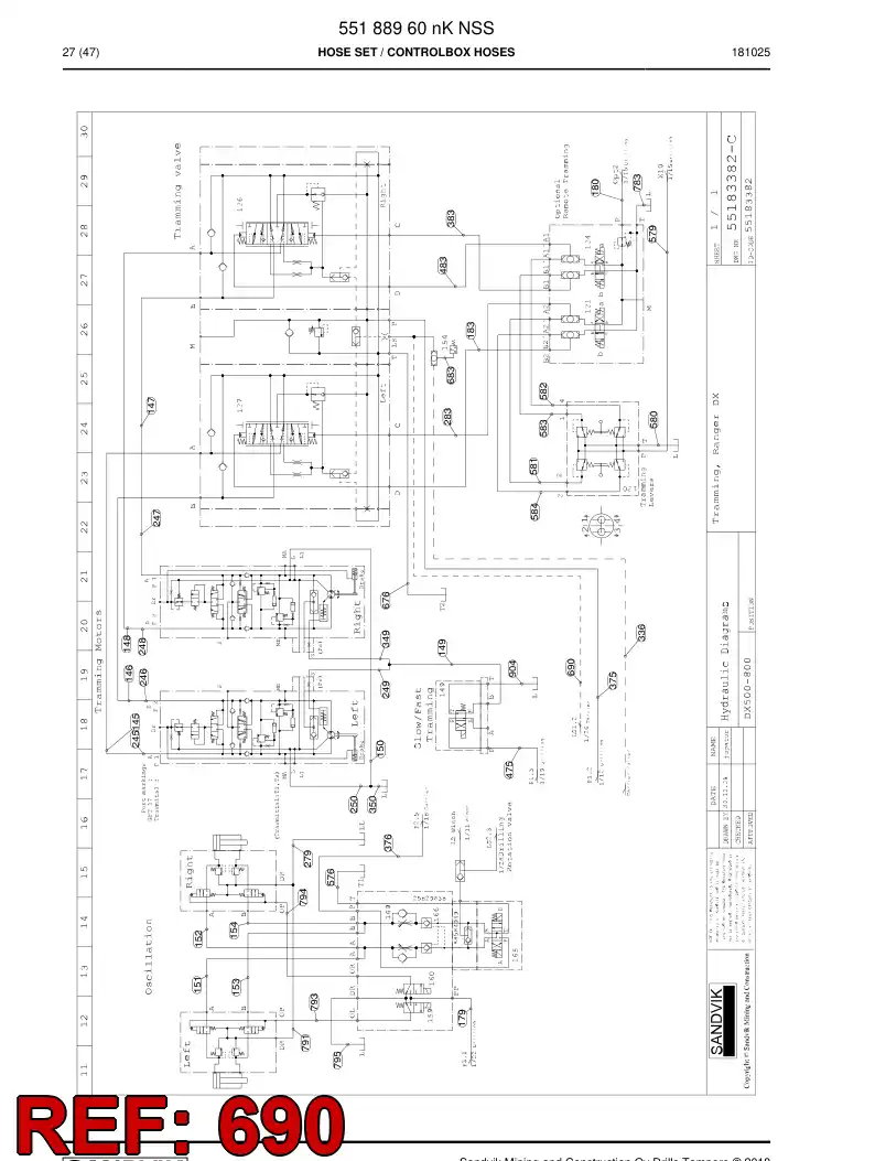 59217217 592 172 17 Hose Assembly, Hydraulic - Sandvik Technical Drawing