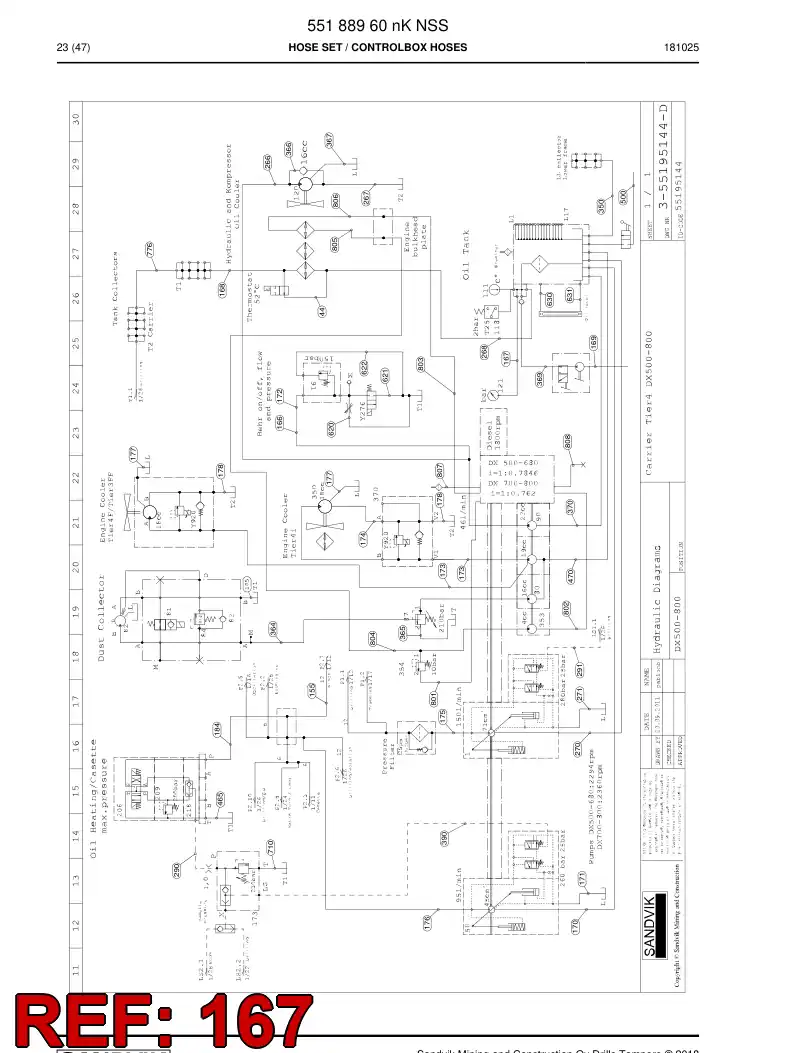 59217489a 592 174 89a Hose Assembly, Hydraulic - Sandvik Technical Drawing