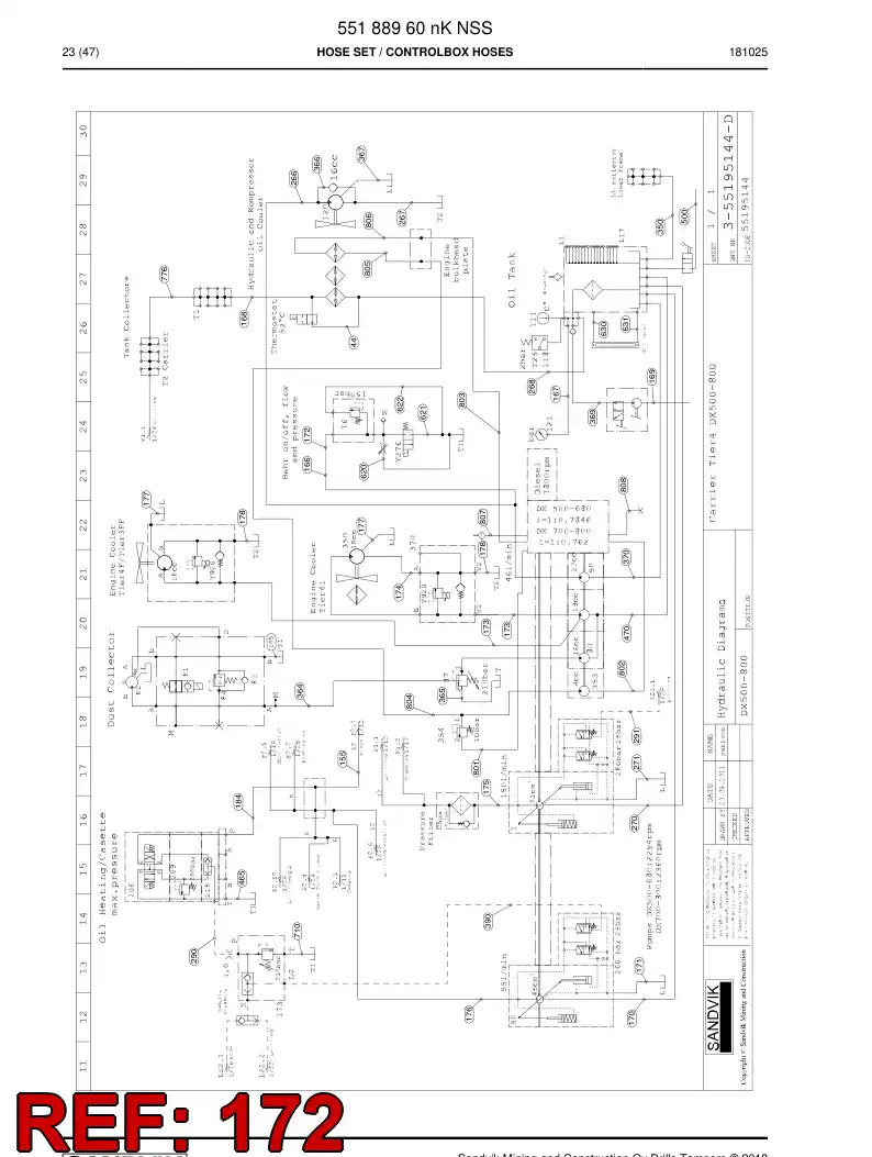 59217491 592 174 91 Hose Assembly, Hydraulic - Sandvik Technical Drawing