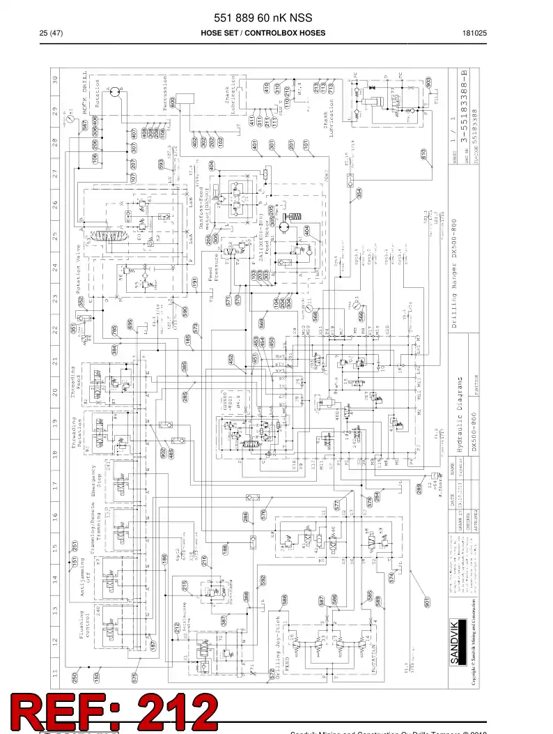 59217495a 592 174 95a Hose Assembly, Hydraulic - Sandvik Technical Drawing