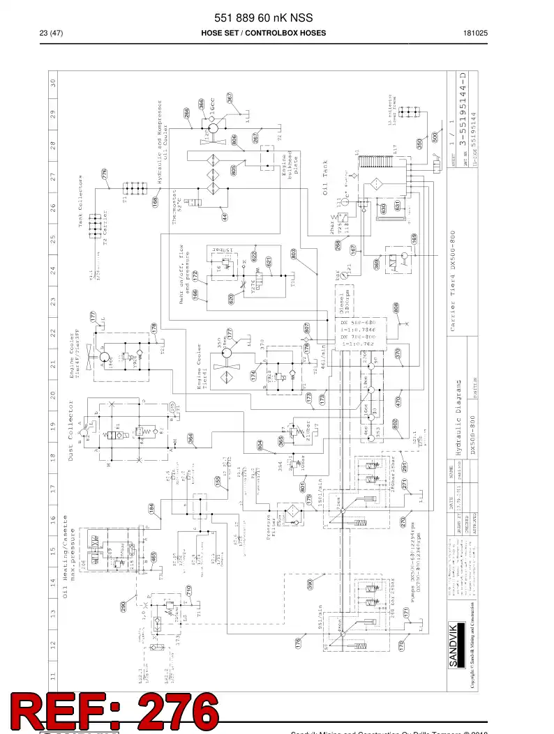 59217499a 592 174 99a Hose Assembly, Hydraulic - Sandvik Technical Drawing