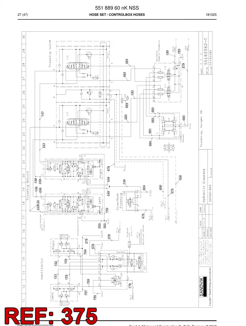 59217503 592 175 03 Hose Assembly, Hydraulic - Sandvik Technical Drawing
