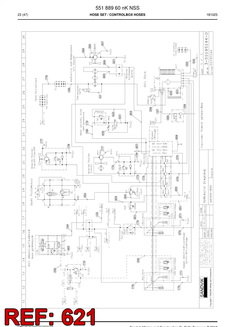 59217509b 592 175 09b Hose Assembly, Hydraulic - Sandvik Technical Drawing