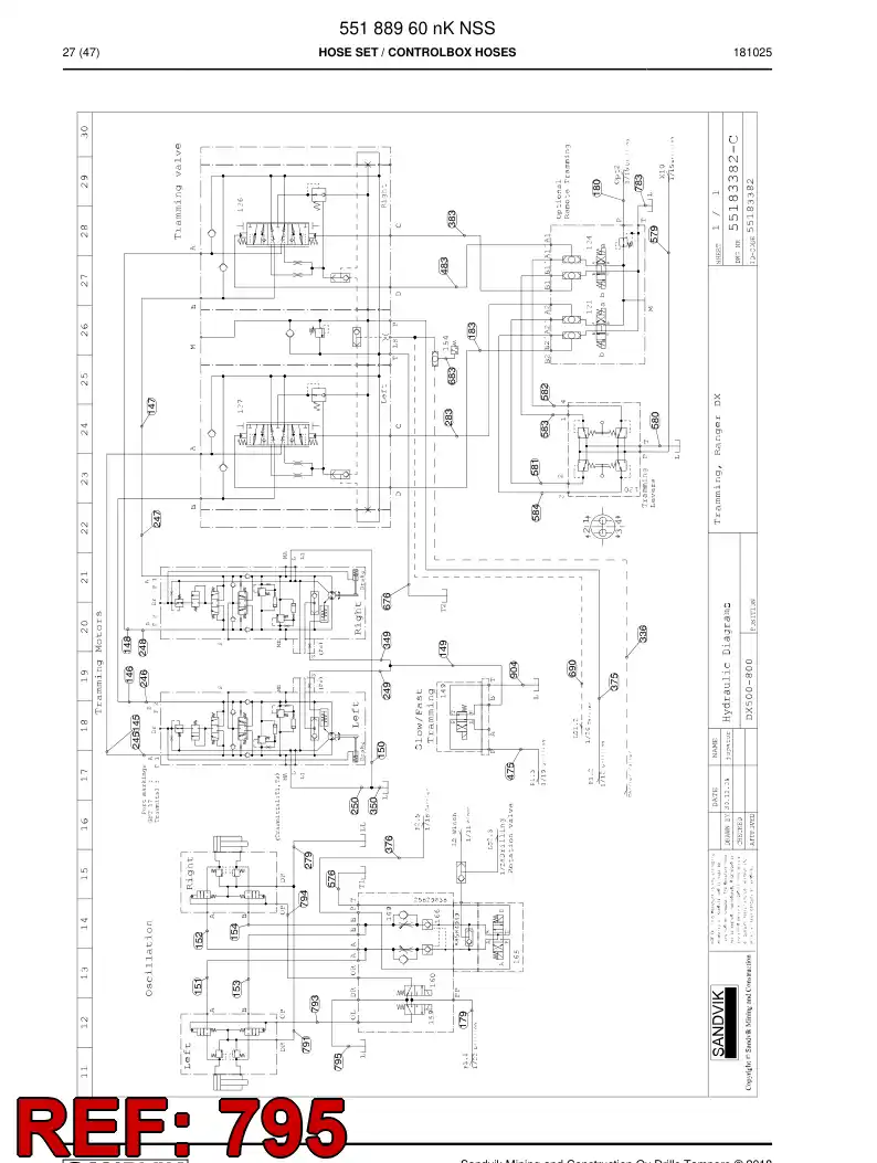 59217515 592 175 15 Hose Assembly, Hydraulic - Sandvik Technical Drawing