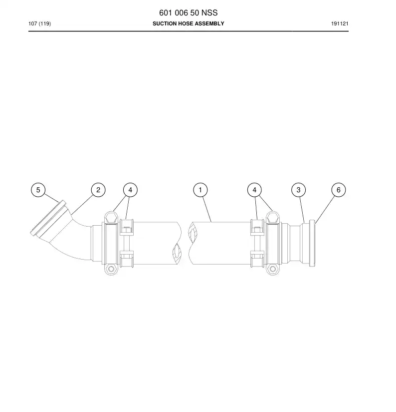60100650 601 006 50 Suction Hose Assembly - Sandvik Technical Drawing