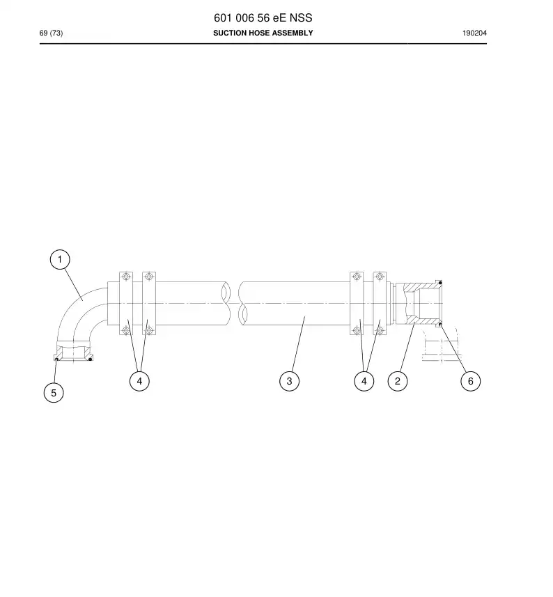 60100656e 601 006 56e ASSEMBLY DE HOSE DE SUCCIN - Sandvik Technical Drawing