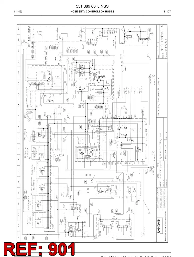 60124479 601 244 79 Hose Assembly, Hydraulic - Sandvik Technical Drawing