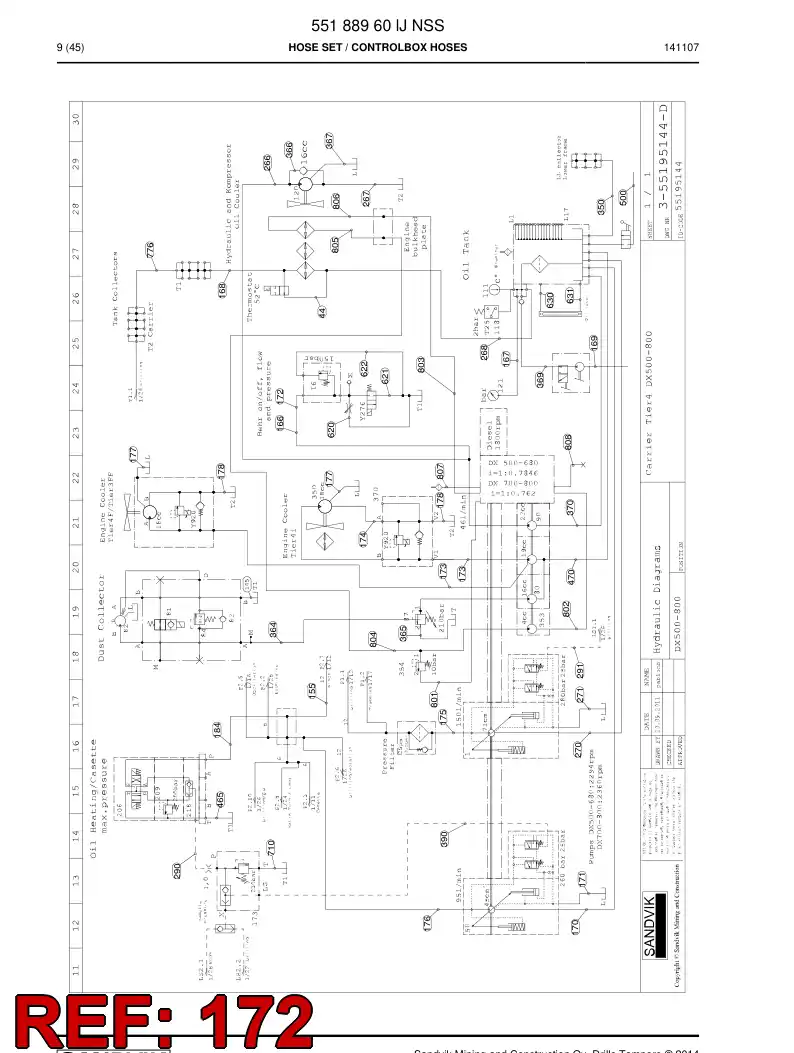 60135539 601 355 39 Hose Assembly, Hydraulic - Sandvik Technical Drawing