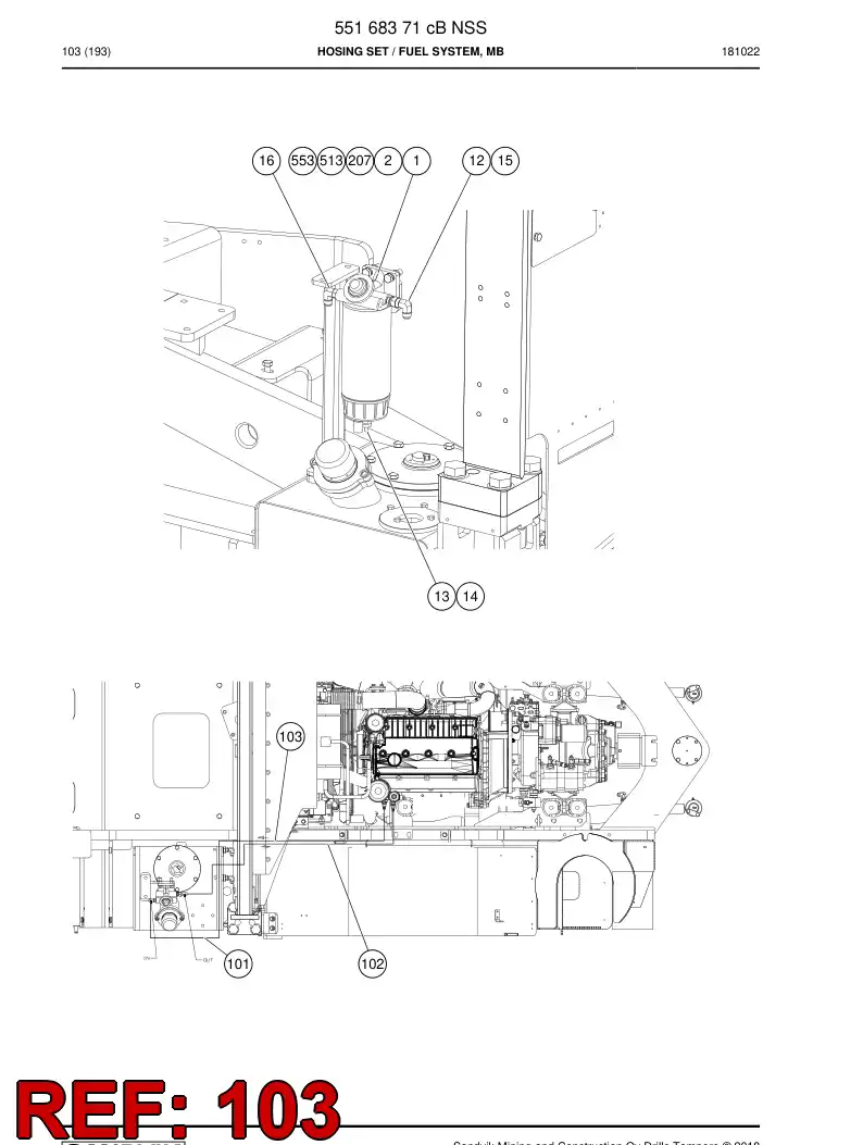 60137031 601 370 31 Hose Assembly, Fuel - Sandvik Technical Drawing