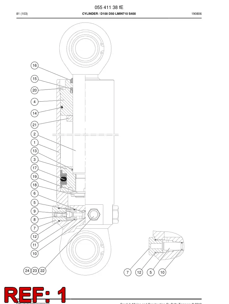 61354528 613 545 28 Tube, Cylinder - Sandvik Technical Drawing