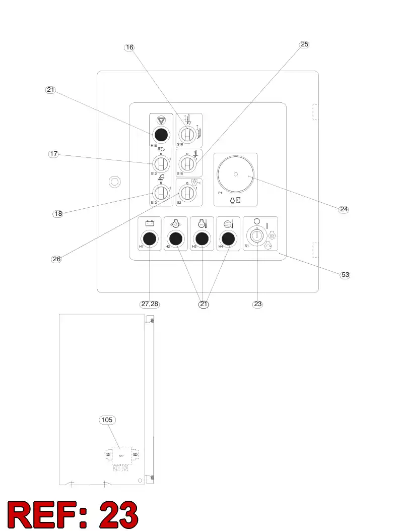 61420239 614 202 39 STARTER SWITCH COVER - Sandvik Technical Drawing