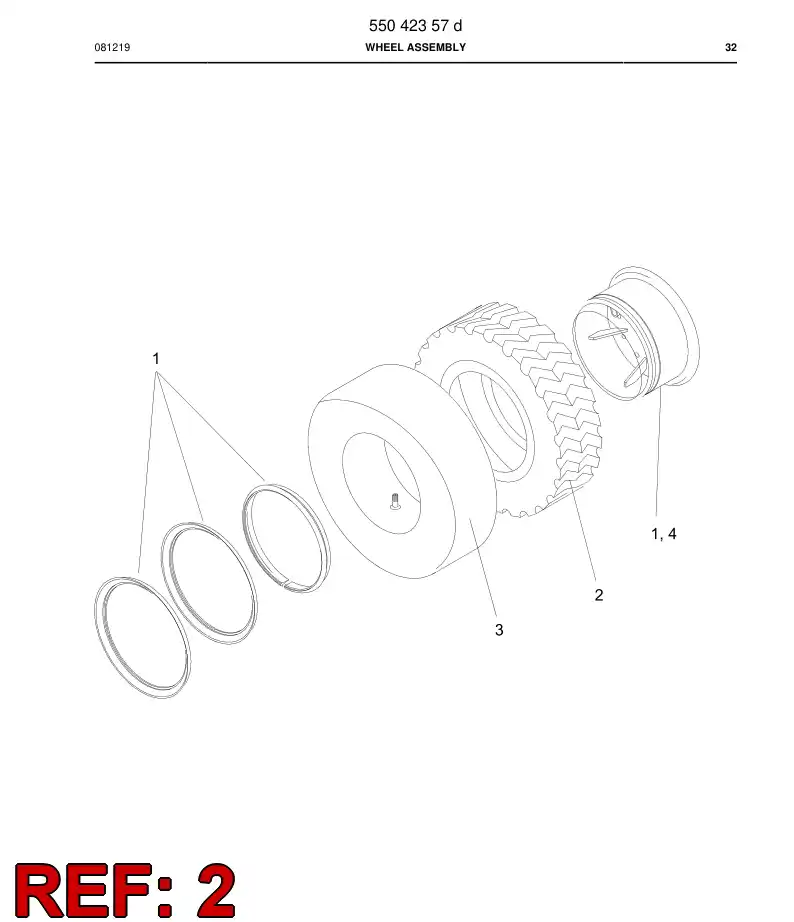 61497319a 614 973 19a Tyre - Sandvik Technical Drawing