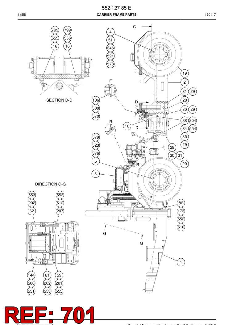 61507803a 615 078 03a Protective hose - Sandvik Technical Drawing