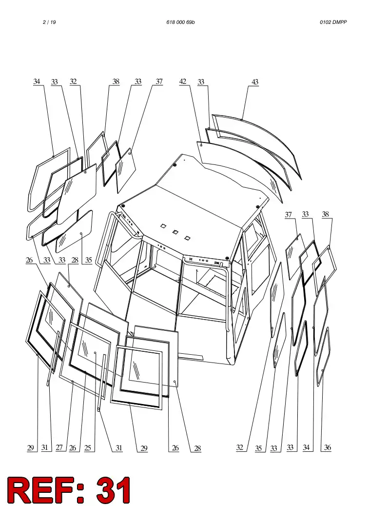 61802929 618 029 29 GUARD - Sandvik Technical Drawing