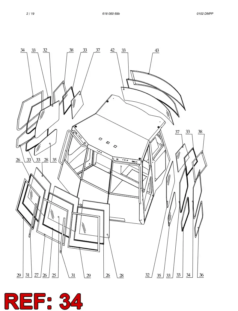 61803249 618 032 49 WINDOW FRAME - Sandvik Technical Drawing