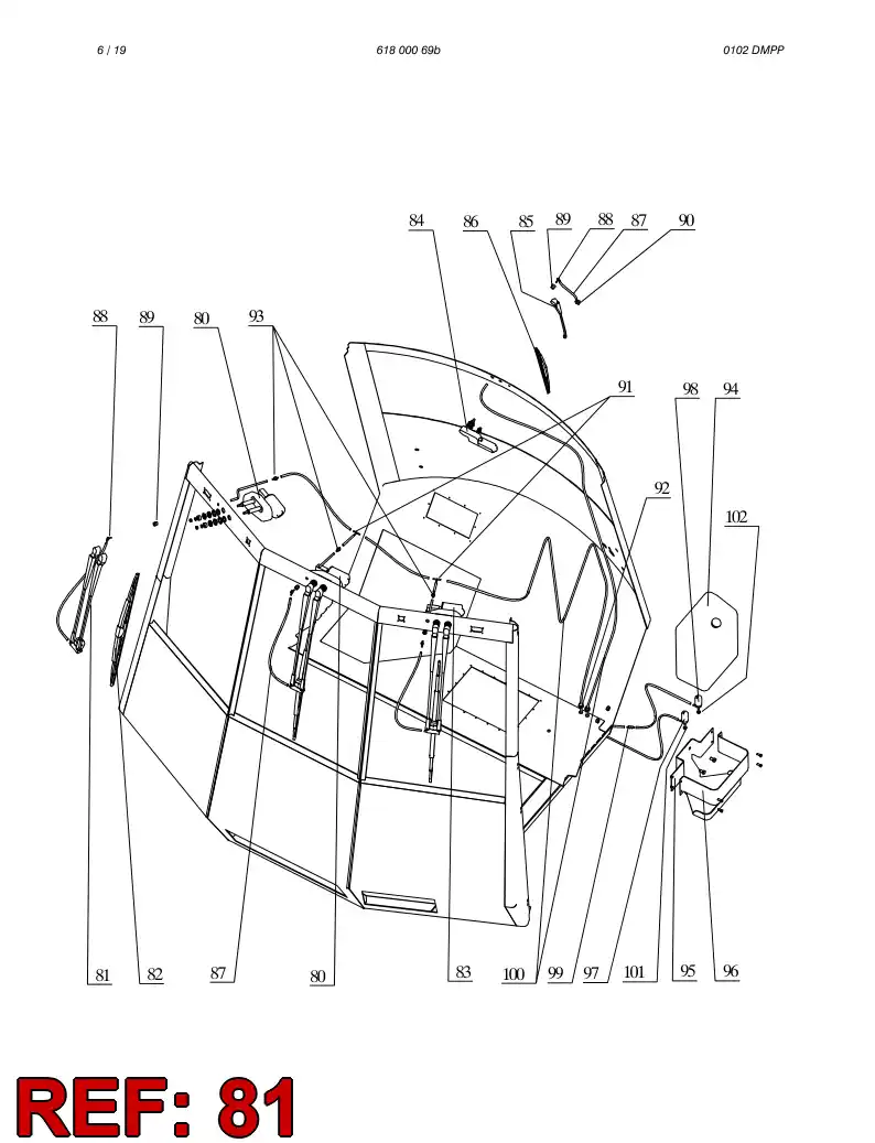 61807849 618 078 49 WIPER ARM - Sandvik Technical Drawing