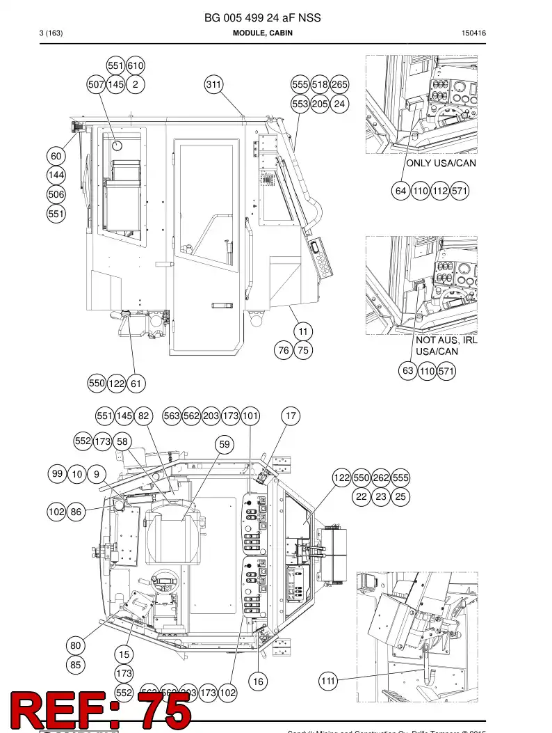 61811259 618 112 59 Cover, Hose - Sandvik Technical Drawing