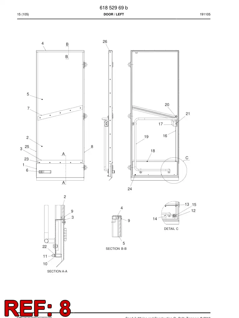 61853719 618 537 19 Slat - Sandvik Technical Drawing