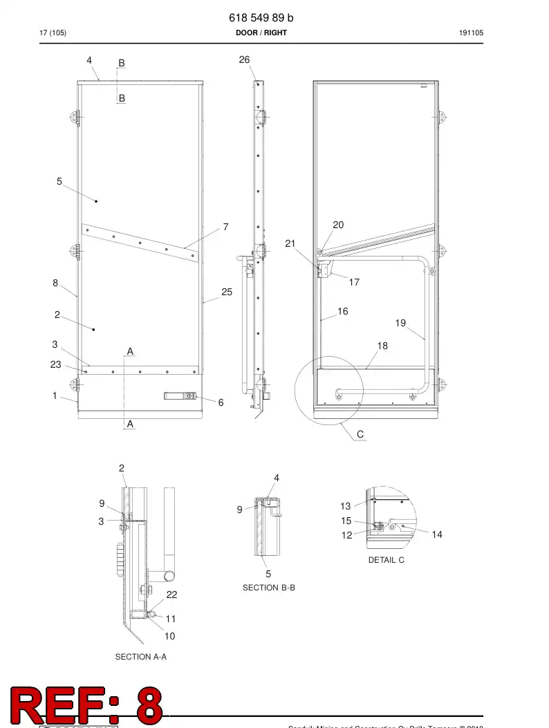61855179 618 551 79 Slat - Sandvik Technical Drawing